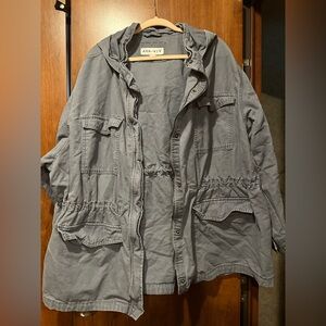 Ava & Viv | Women's Utility Jacket | 4X | Blue/Gray